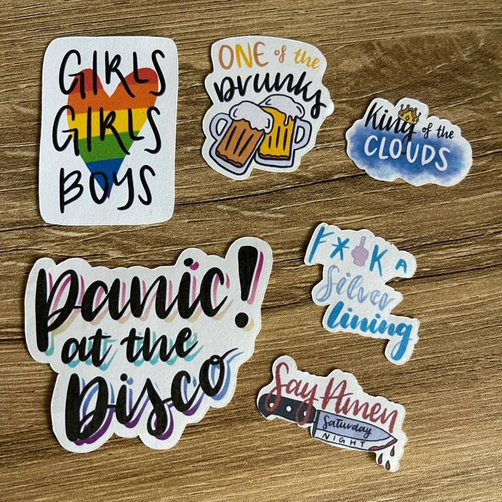 Panic at the Disco PATD Lot of 6 Handmade Designs Song Title Lyrics Brendon Urie